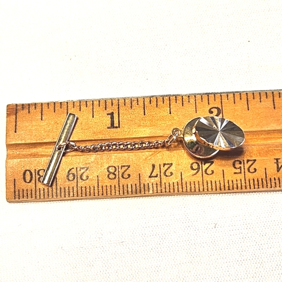 Vintage Etched Sunburst Gold Toned Tie Tack Lapel Pin - Picture 4 of 5